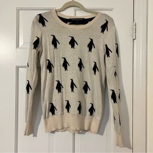 Penguin intarsia sweater. French Connection, 100% cotton. Medium
